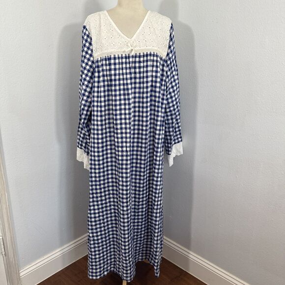 Redtag Maxi Dress Womens 14 Eyelet Gingham Granny Cottagecore‎ 90s - Picture 1 of 10